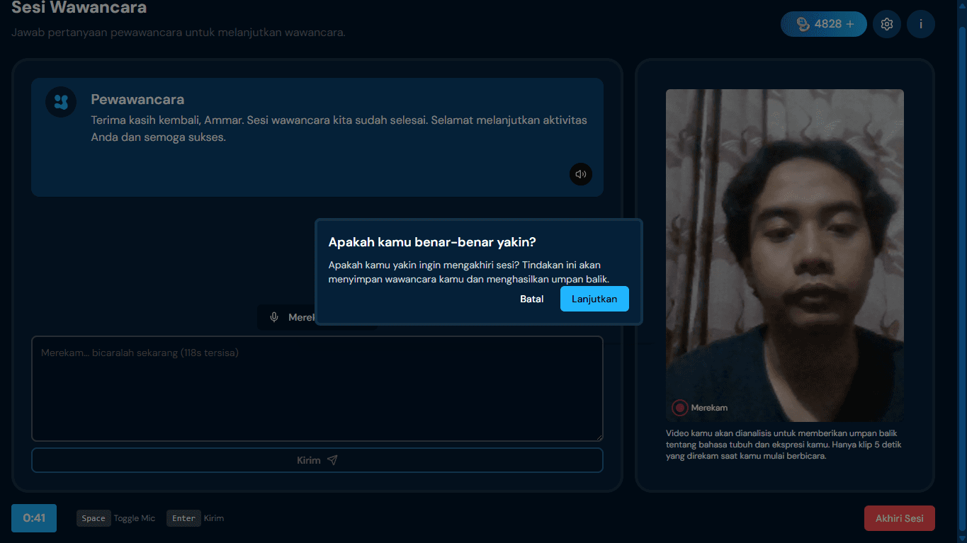 Konfirmasi Mengakhiri Sesi Lebih Awal