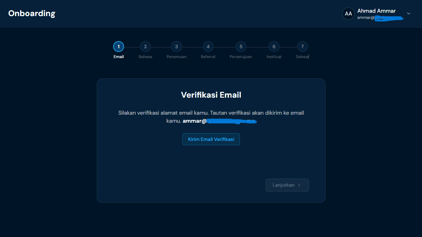 1. Verifikasi Email