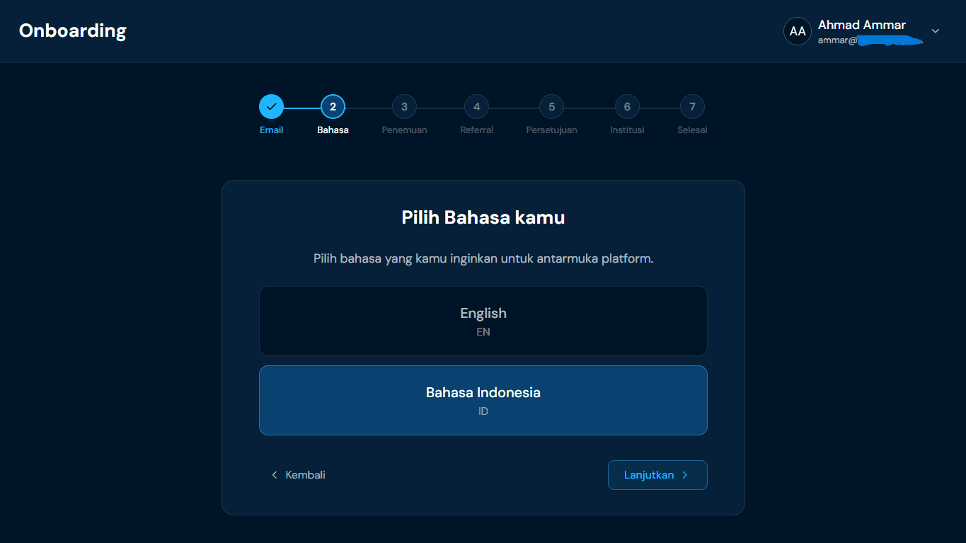 2. Pemilihan Bahasa